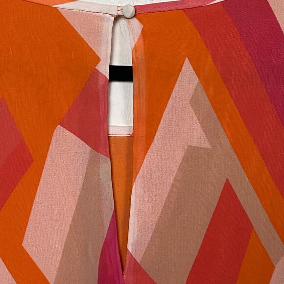 Calvin Klein Women's Watermelon Pink Geometric Georgette Shift Dress Size 20W - Picture 9 of 12